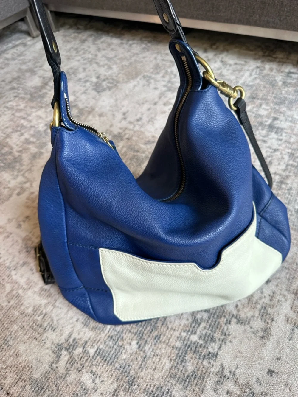orYANY Royal Blue Pebbled Leather Slouchy Hobo Bag Crossbody